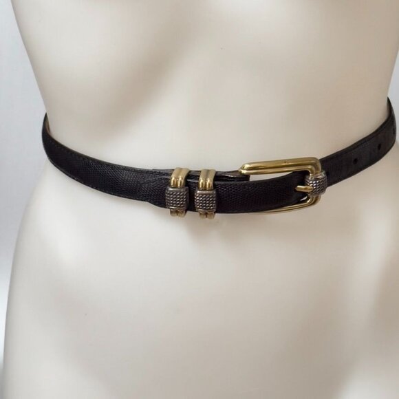 BRIGHTON CLASSICS Genuine Leather Black Snake Embossed Size L VINTAGE - Picture 1 of 7